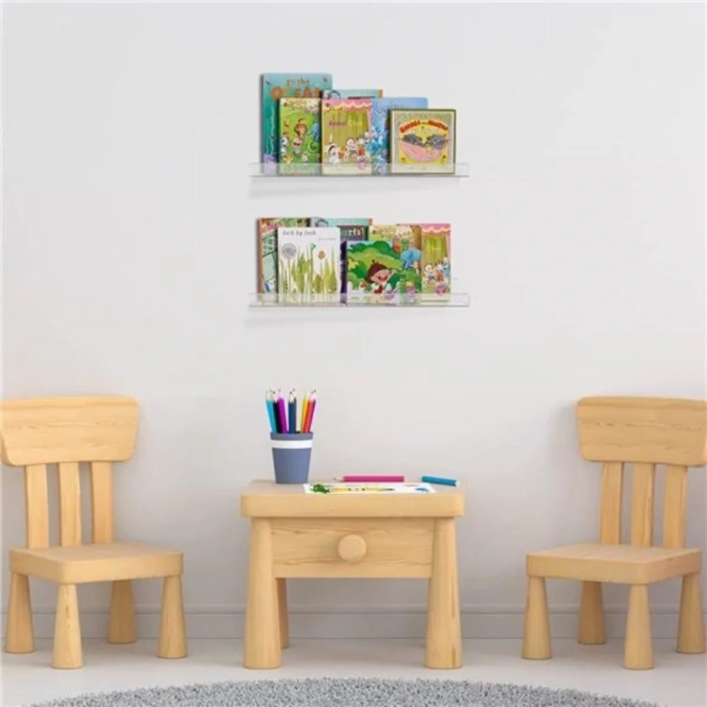 4 Pack Clear Acrylic Shelves Wall Storage Floating Shelves Wall Mounted Kids